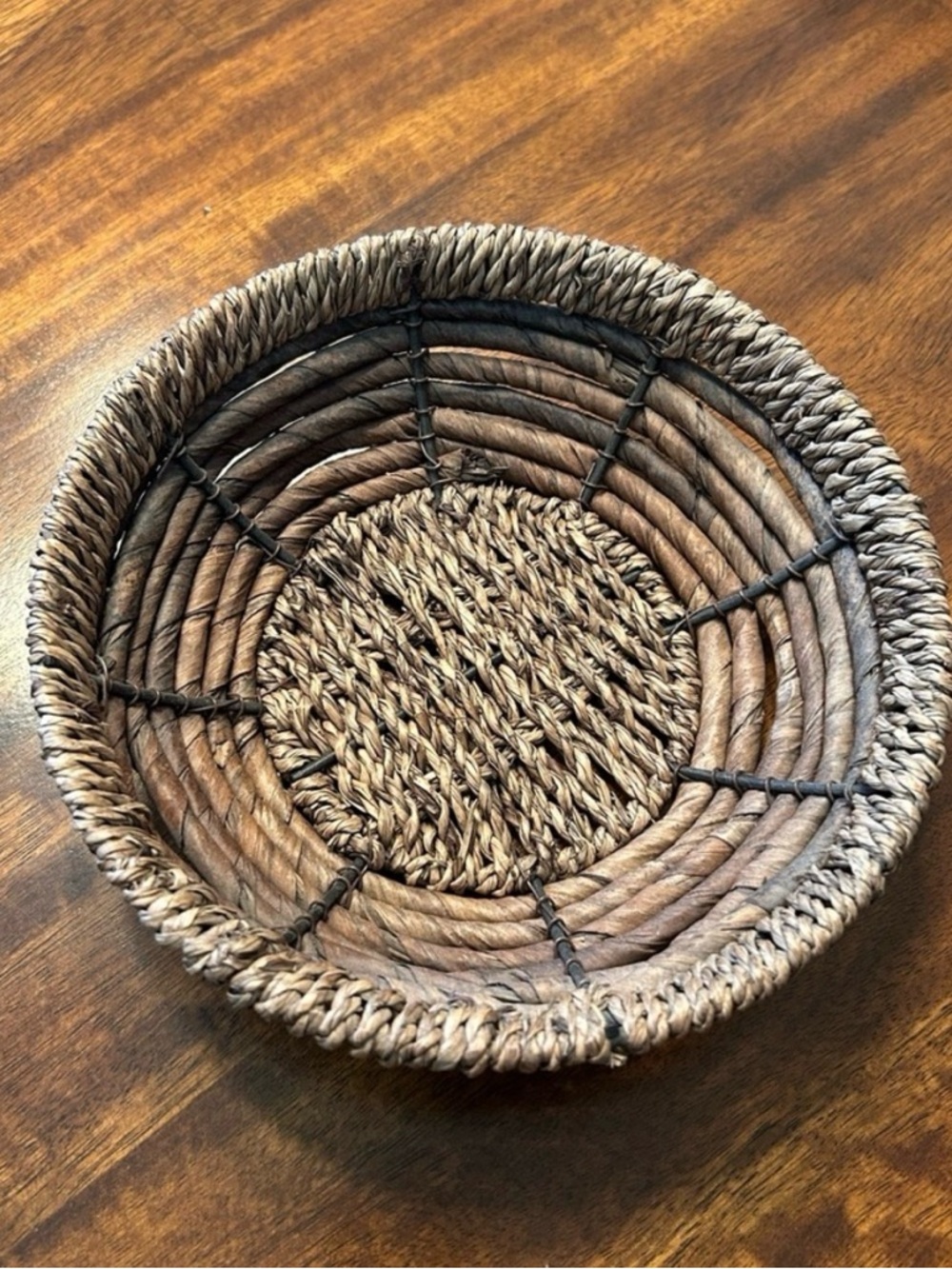 Handwoven Round Decorative Basket - Brown